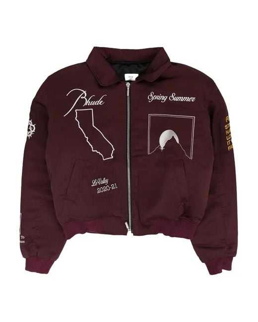 Rhude Purple Embroidered Bomber Jacket for men