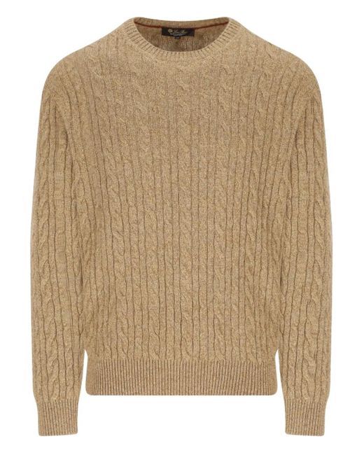 Jersey con cuello redondo Loro Piana de hombre de color Natural