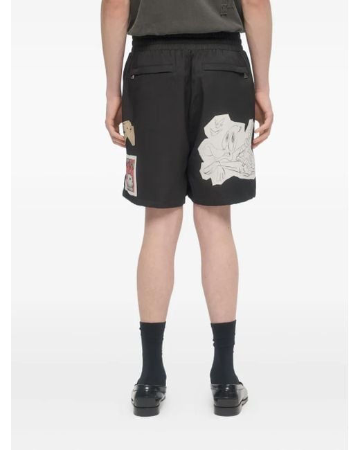 Bermudas con estampado gráfico DOMREBEL de hombre de color Black