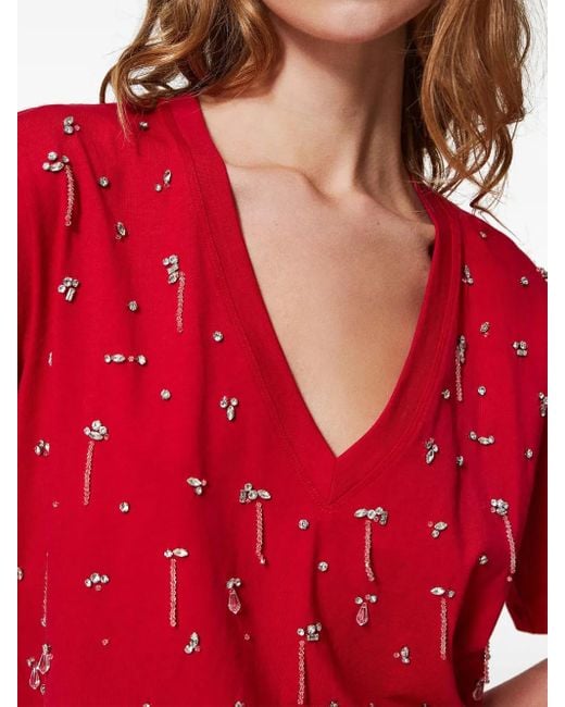 Twinset クロップド Tシャツ Red