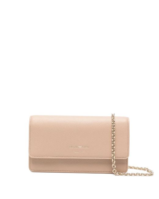 Emporio Armani Natural Chain Leather Clutch Bag