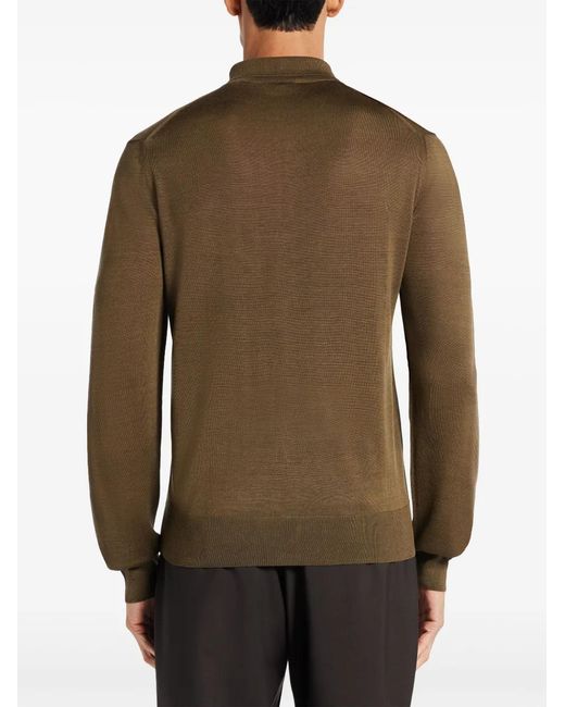 Tom Ford Green Fine-Knit Polo Shirt for men