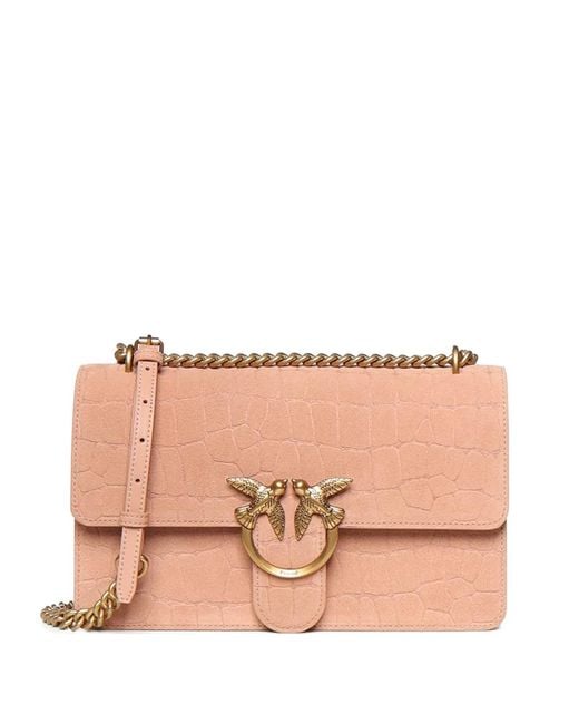 Pinko Pink Sac À Bandoulière À Effet Peau De Crocodile