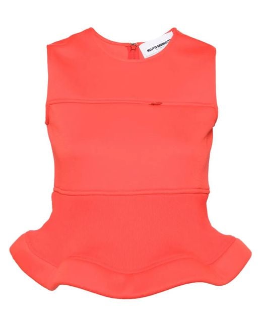 Melitta Baumeister Pink Peplum Hem Sleeveless Top