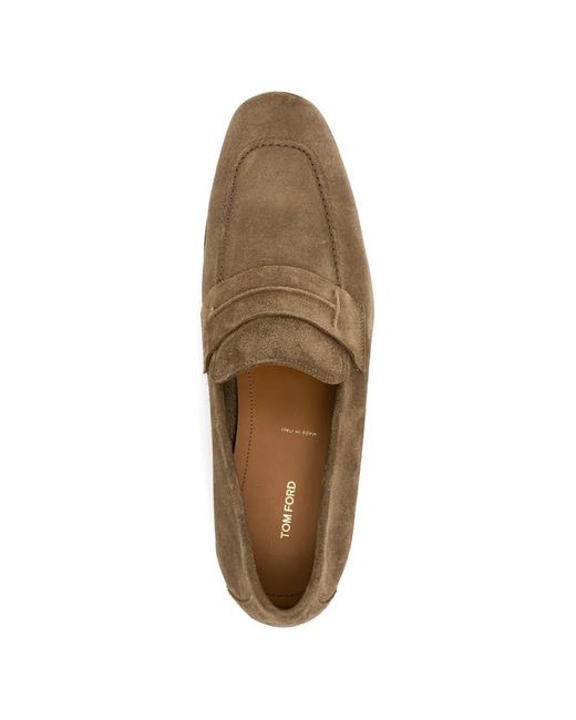 Tom Ford Brown Mocassins En Daim for men