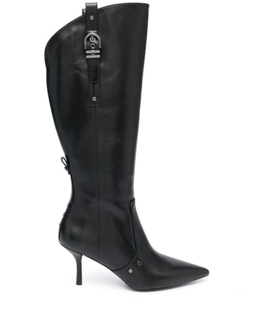 Stuart Weitzman Black Thigh-High Leather Boots