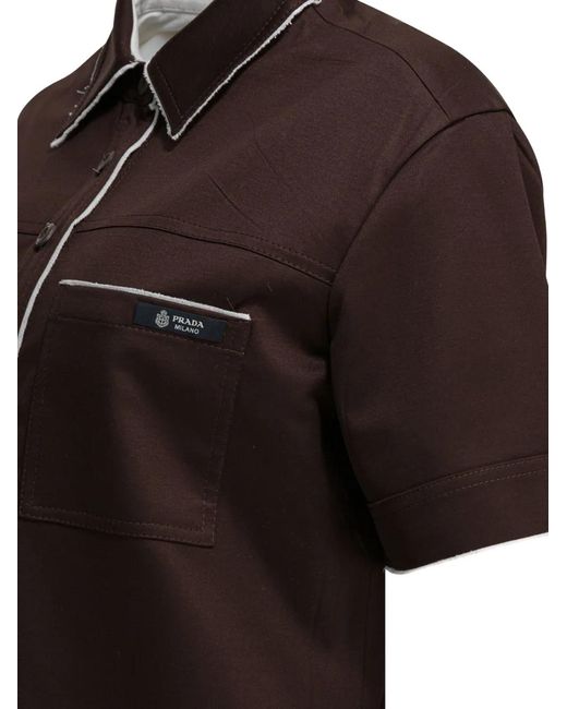 Prada Black Piped Polo Top