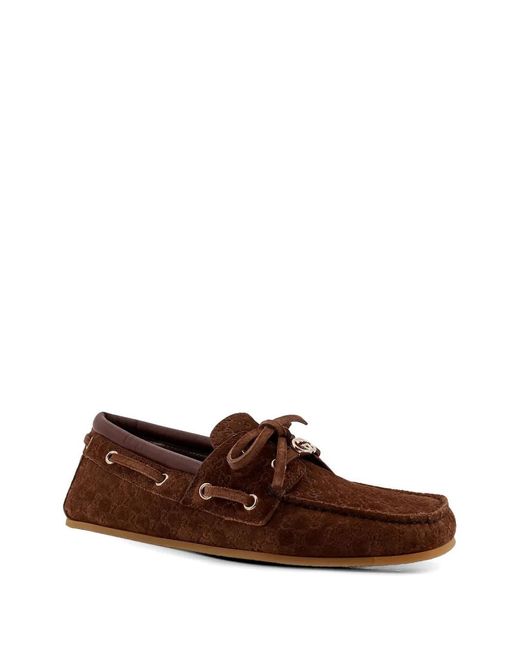 Gucci Brown Gg-Pattern Loafers