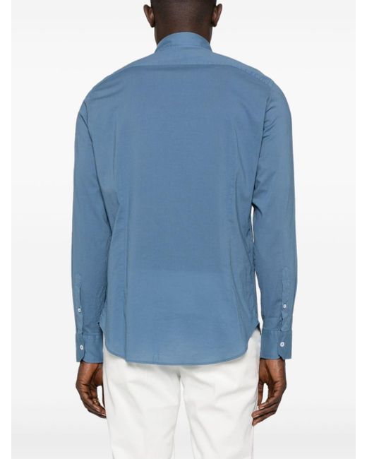 Fedeli Blue Long-sleeves Cotton Shirt for men