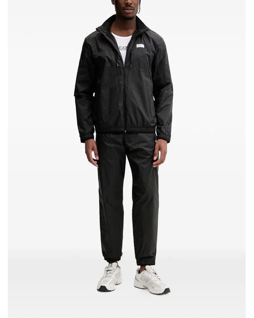 EA7 Black Ventus7 Grid-Pattern Track Pants for men
