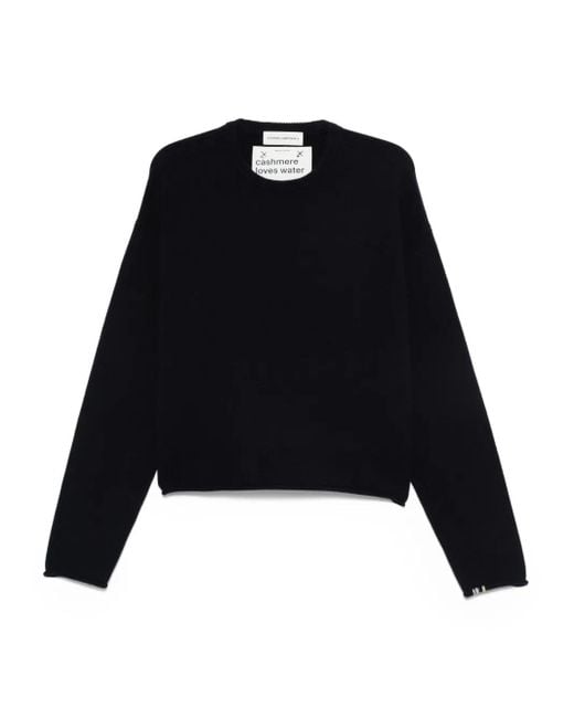 Extreme Cashmere Black Crew-Neck Cashmere-Blend Sweater