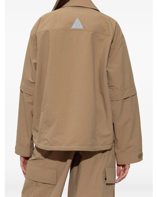 Moncler Natural Day-Namic Logo-Patch Flap-Pocket Zip-Up Jacket