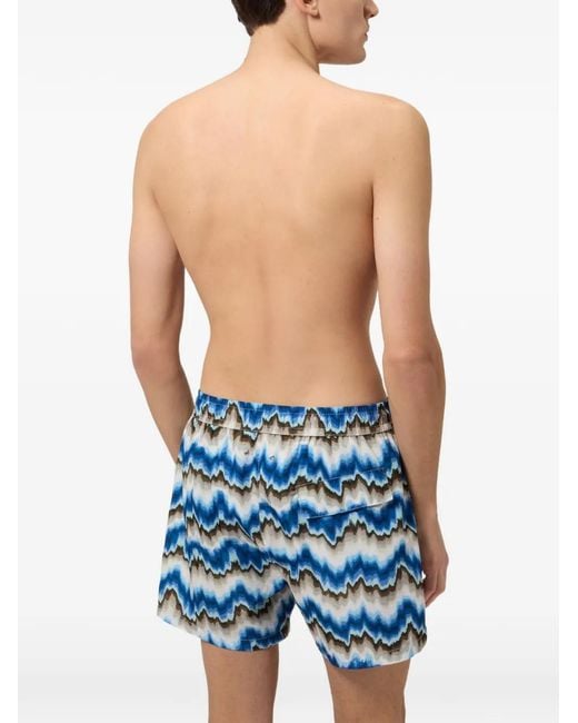Missoni Blue Zigzag-Print Drawstring Swim Shorts for men