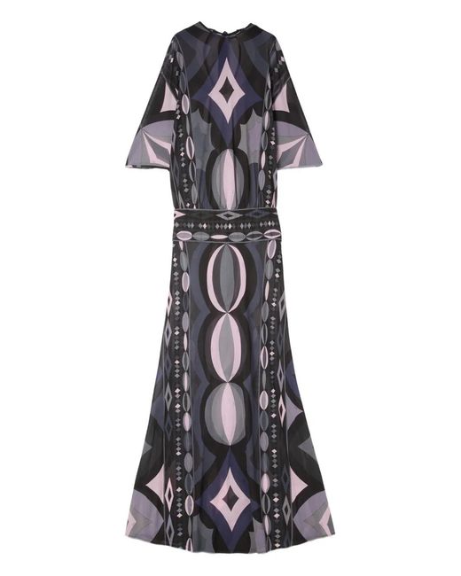 Emilio Pucci White Langes Kleid mit Print