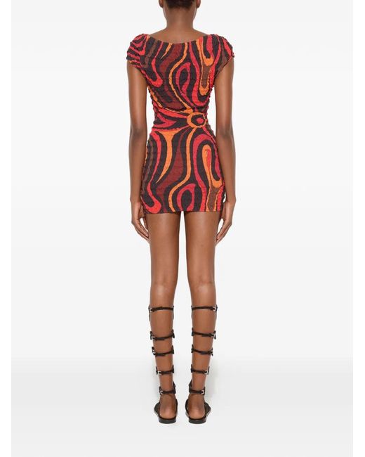 Emilio Pucci Red Crinkled Mini Dress