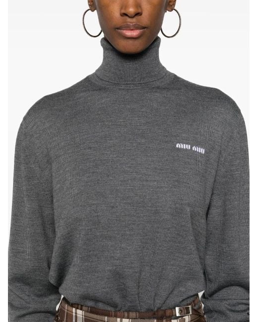 Miu Miu Gray High Collar Sweater