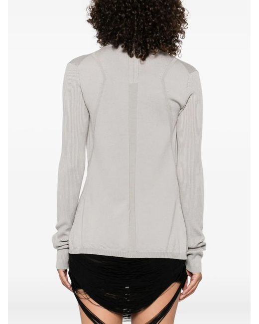Rick Owens Gray Ribbed Open-Front Cardigan