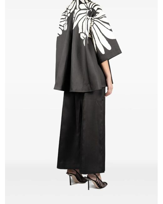 Elie Saab Black Bluse mit Blumen-Print