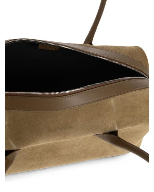 Yuzefi Metallic Brioche Duffle Suede Shoulder Bag