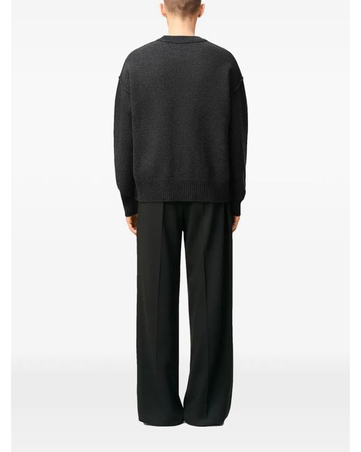 AMI Gray Ami De Coeur Crew-Neck Wool Sweater