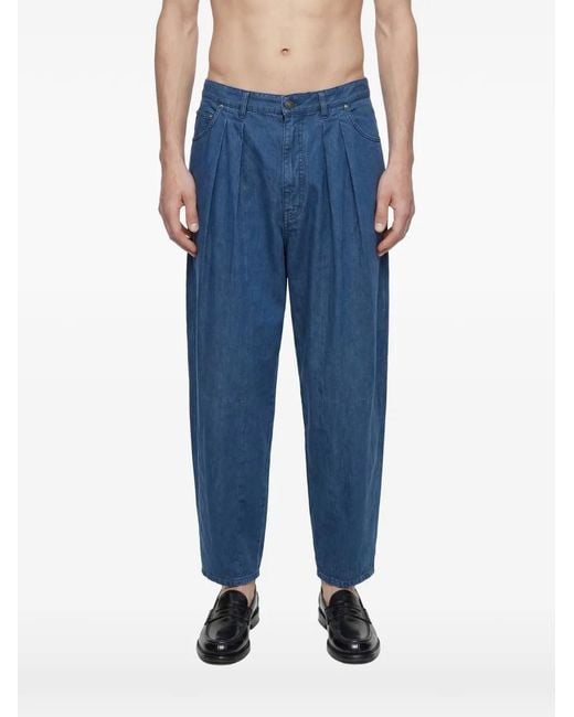 Hed Mayner Blue Pleated Jeans for men