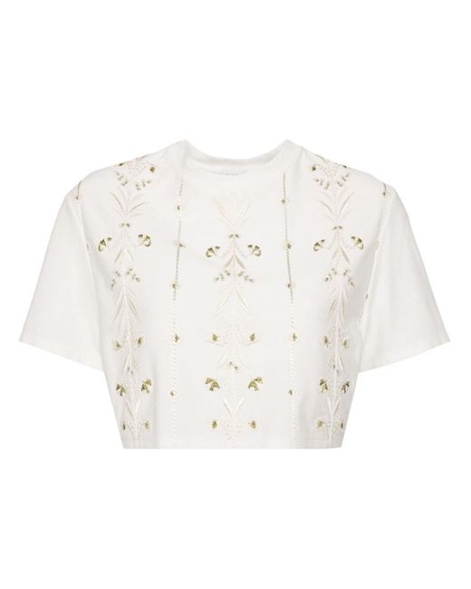 Giambattista Valli Embroidered Cotton Croped Top White