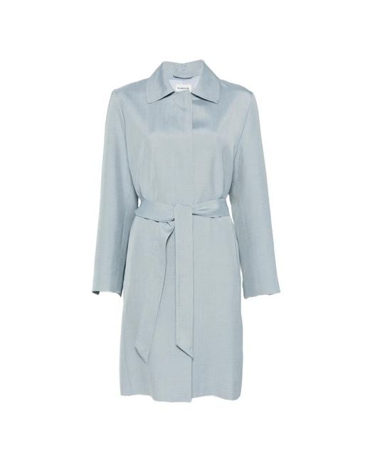 P.A.R.O.S.H. Blue Rania Long-Sleeve Belt Coat