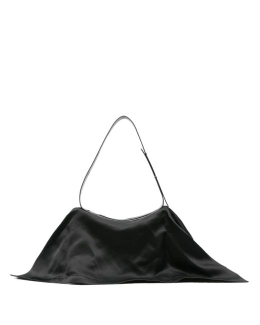 Issey Miyake Black Enveloping Square Satin Shoulder Bag