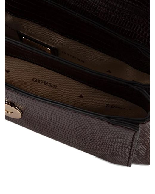 Guess Purple Melinda Mini Lizard-Effect Crossbody Bag