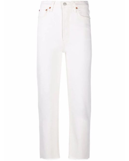 Re/done White 70S Stove Pipe Straight-Leg Jeans