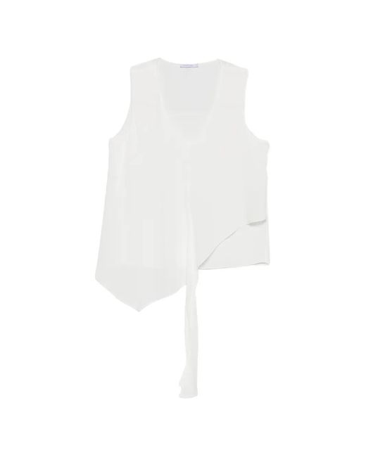 Patrizia Pepe White Asymmetric Wrap-Style Blouse