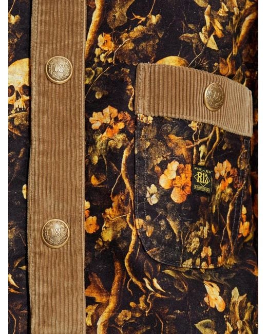 R13 Brown Skull-Print Floral Jacket