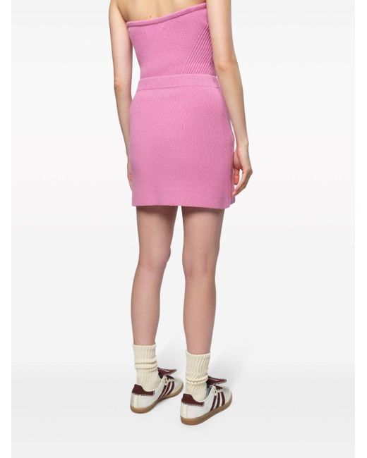 Apparis Pink Logo-patch Knit Mini Skirt