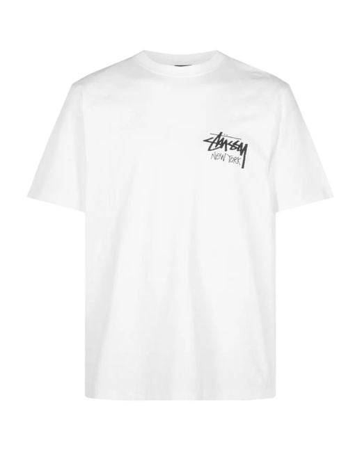 メンズ Stussy ラウンドネック Tシャツ White