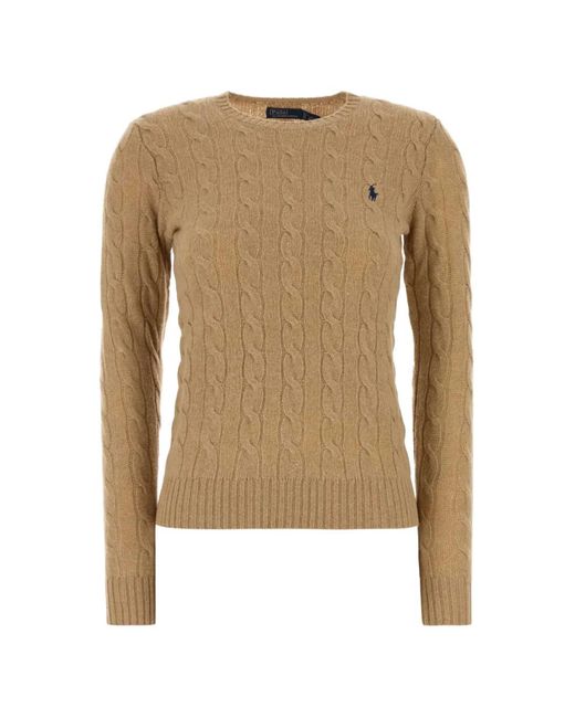 Polo Ralph Lauren Natural Cable-Knit Embroidered-Logo Sweater