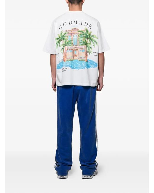 GODMADE Blue Imperial Side-Stripe Track Pants for men