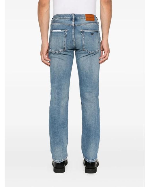Emporio Armani Blue Straight-Leg Trousers for men