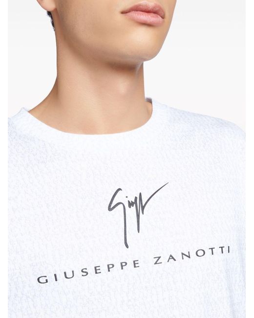 Giuseppe Zanotti White Digital-print Cotton T-shirt for men