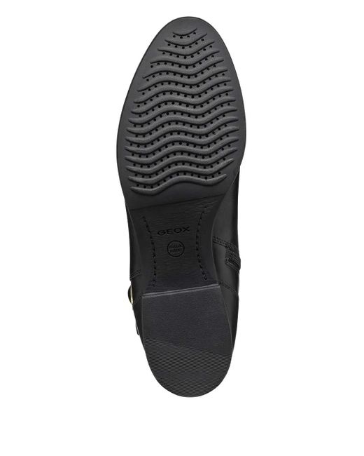 Geox Black Felicity Buckle Leather Boots