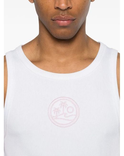 BLUE SKY INN White Logo-Embroidered Ribbed Tank Top for men