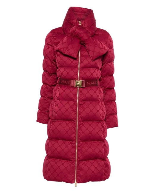 Elisabetta Franchi Red Belted Padded Parka