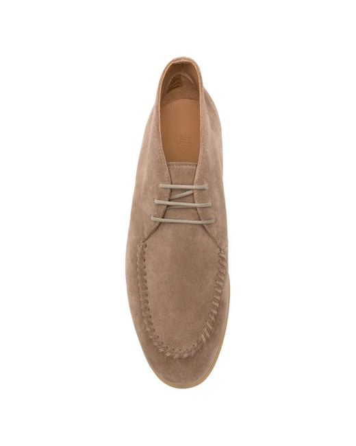 Eleventy Brown Whipstitch-Detail Suede Boots for men