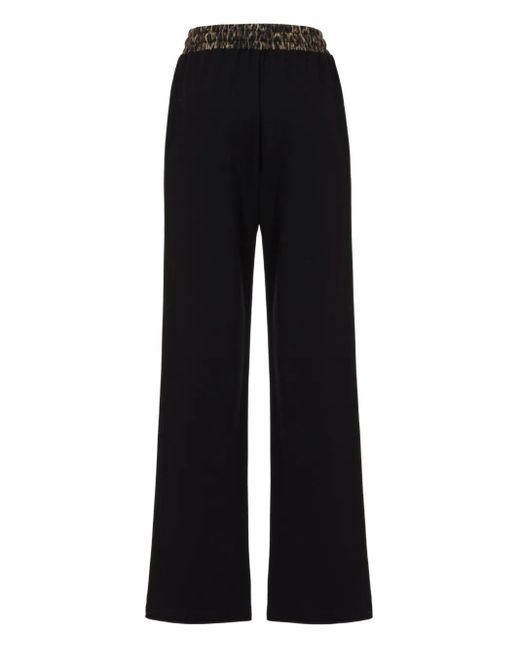 Just Cavalli Black Leopard-Waistband Trousers