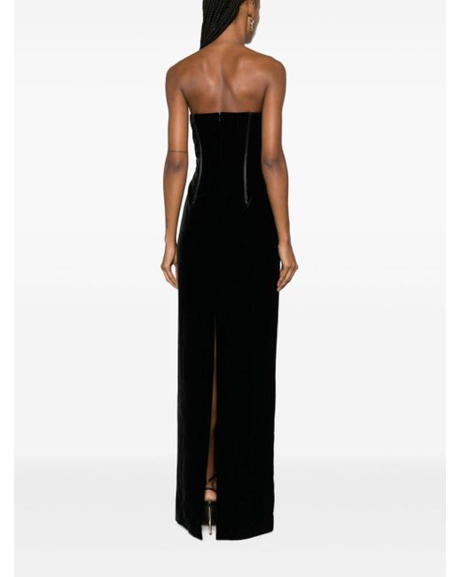 Tom Ford Black Bustier Strapless Velvet Gown