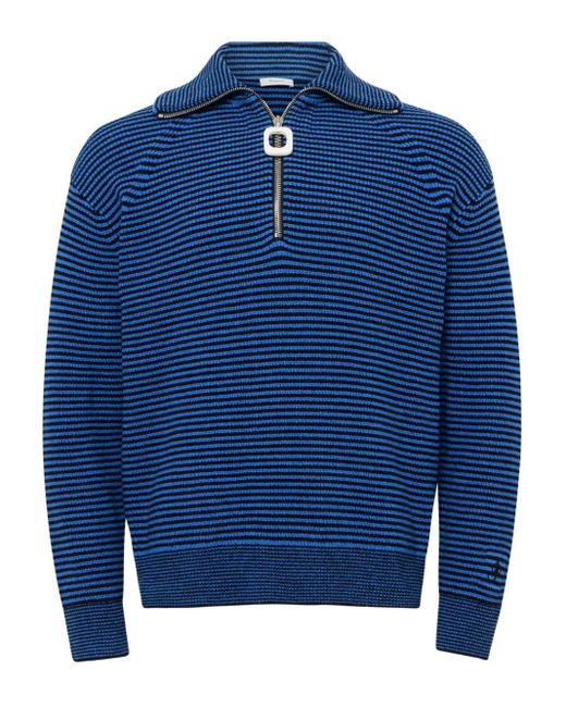 J.W. Anderson Blue Striped Zip-Up Sweater for men