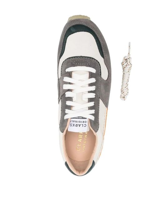 Clarks Gray Colour-block Panel Sneakers for men