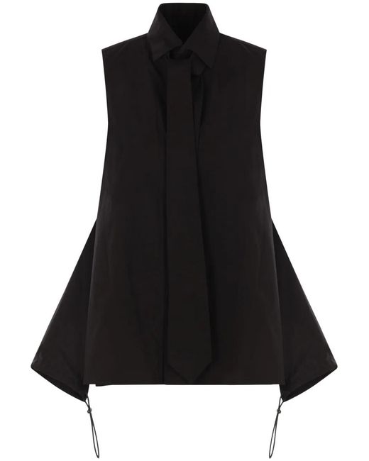 Yohji Yamamoto Black Tie-Detail Sleeveless Shirt