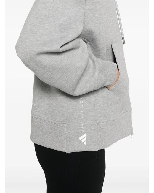 Adidas By Stella McCartney Gray Logo Organic Cotton Hoodie