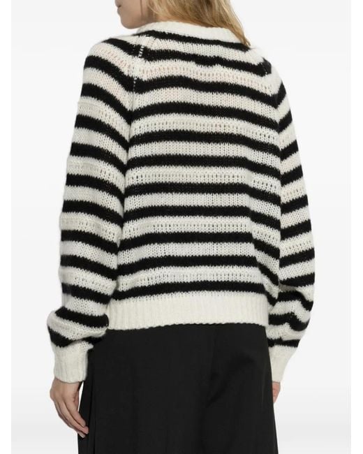 Lisa Yang Black Reni Stripes Crew-Neck Sweater