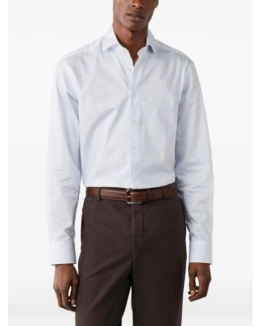 Hackett White Graph-Check Shirt for men